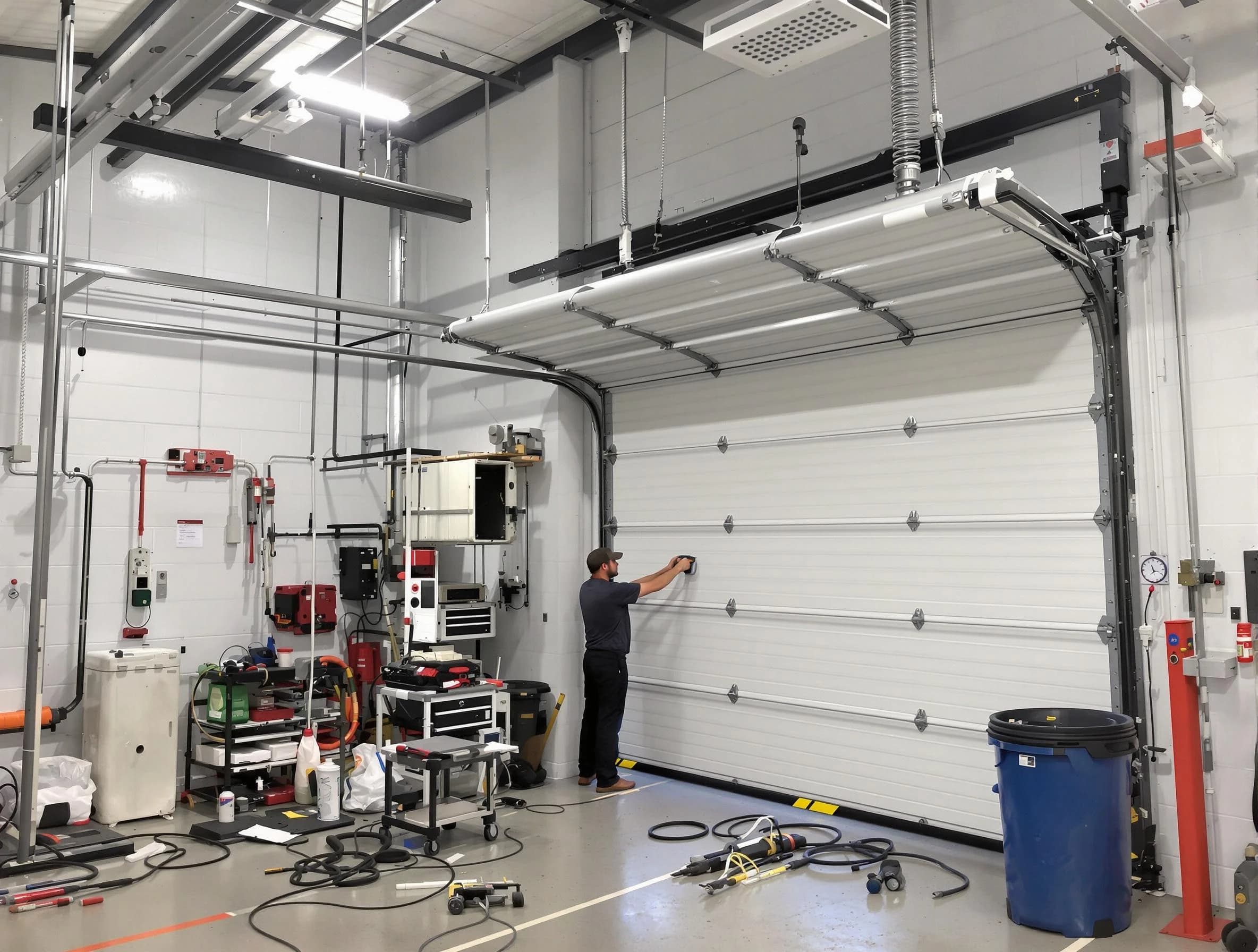 Spring Hill Garage Door Repair certified technician performing commercial door repair at a Spring Hill business facility