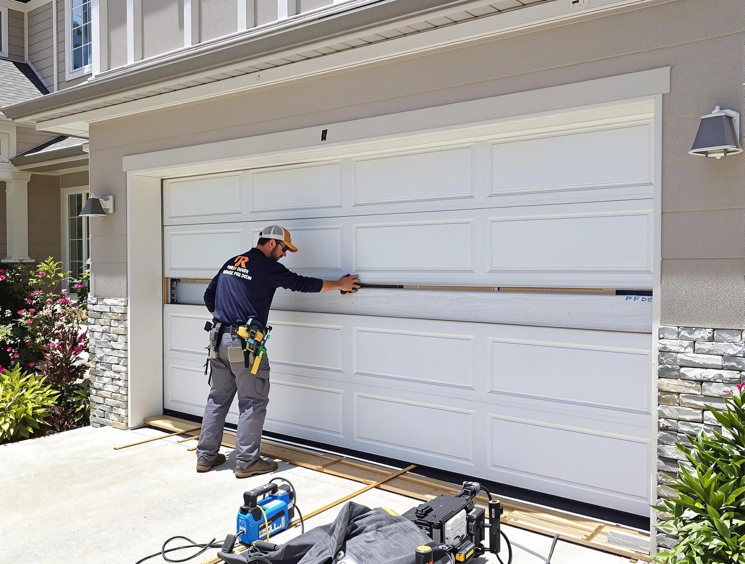 Spring Hill Garage Door Repair team performing complete garage door replacement at Spring Hill residence