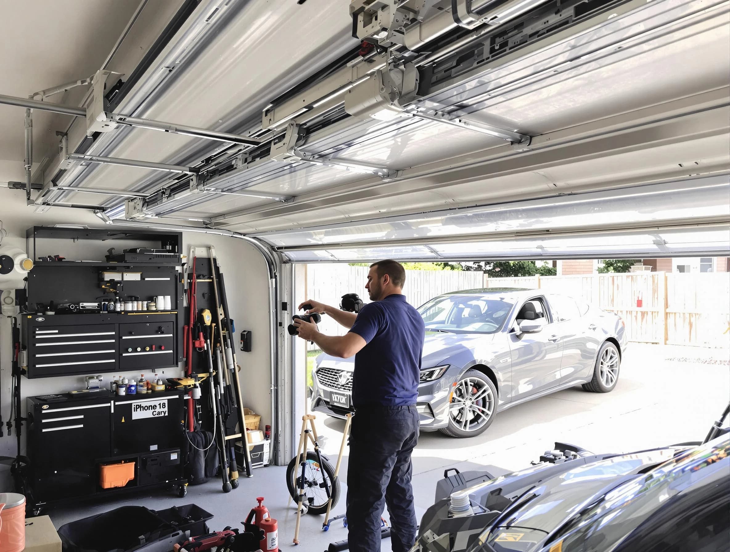 Spring Hill Garage Door Repair technician fixing noisy garage door in Spring Hill