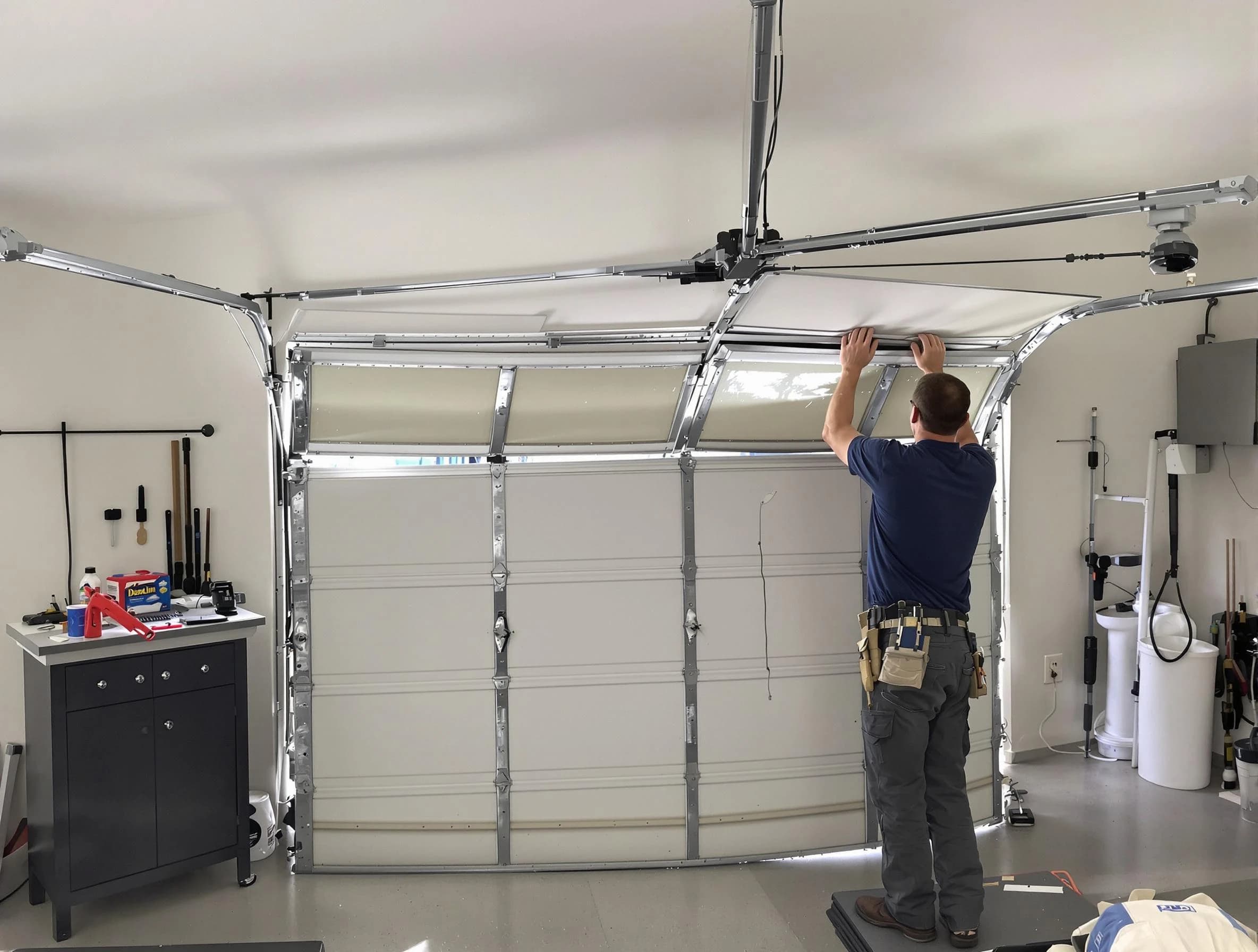 Spring Hill Garage Door Repair specialist performing precise section replacement on Spring Hill garage door